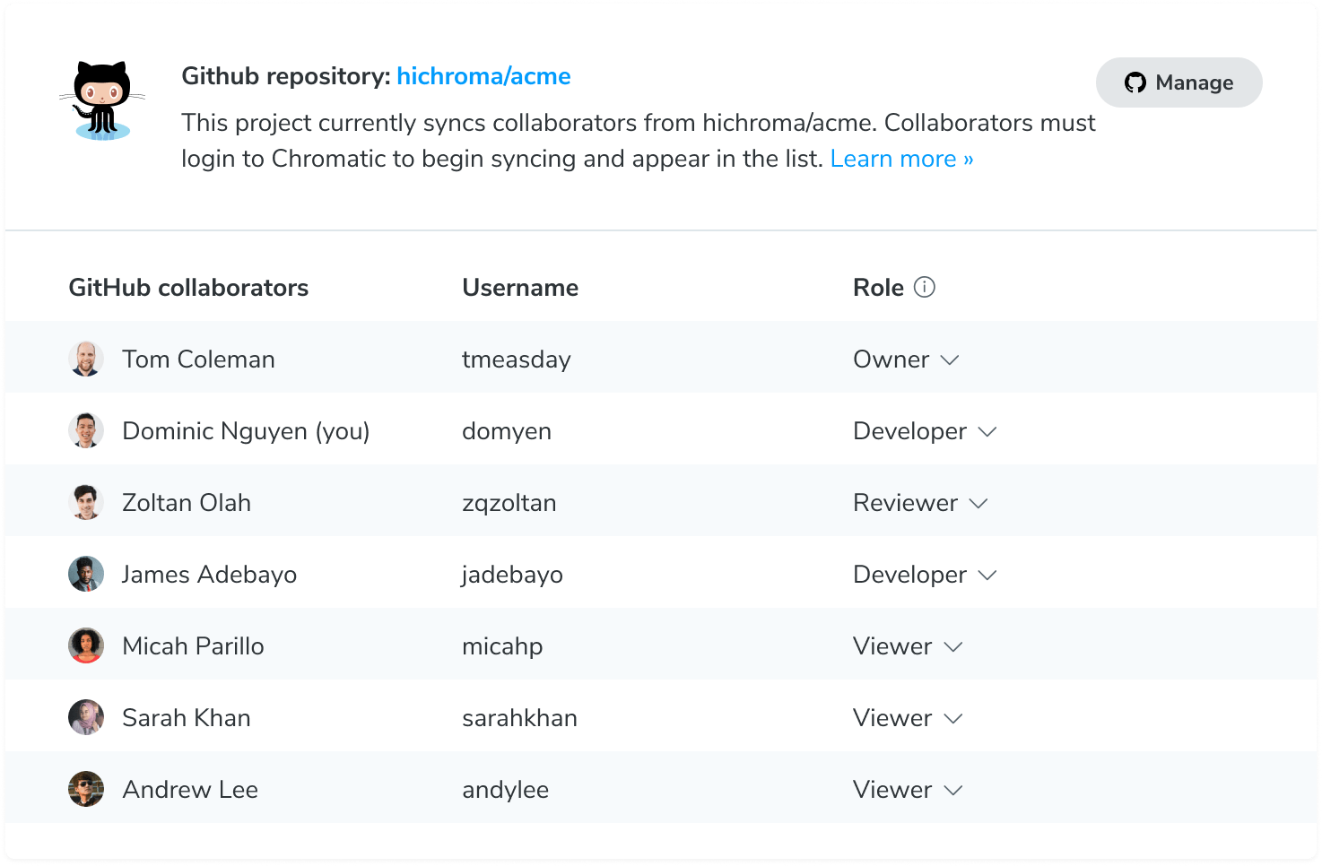 Manage collaborators in Chromatic